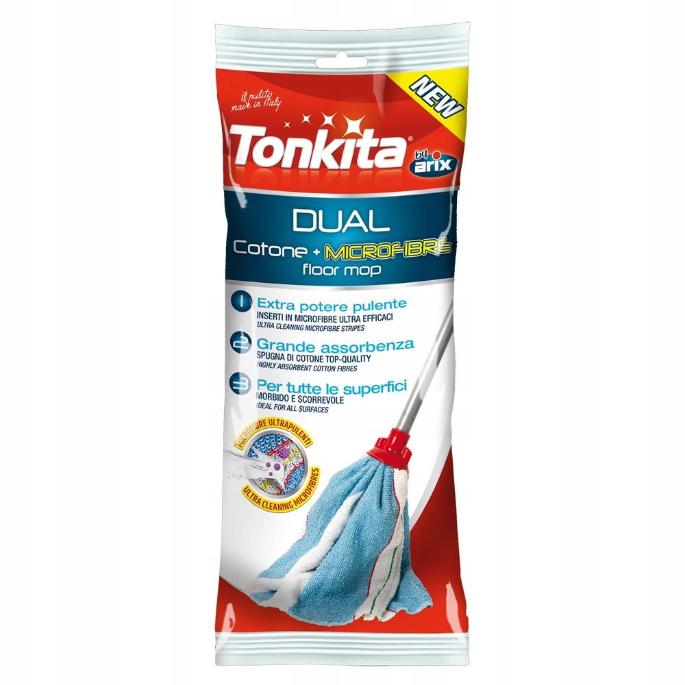 Arix Tonkita Dual Mop in Cotton and Microfiber Stock Replacement Cartridge for Mop