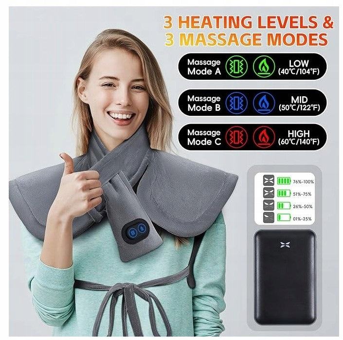 Arlierss Neck and Shoulder Heating Pillow Massager with Vibrations - Grey Manufacturer code 0752859183877