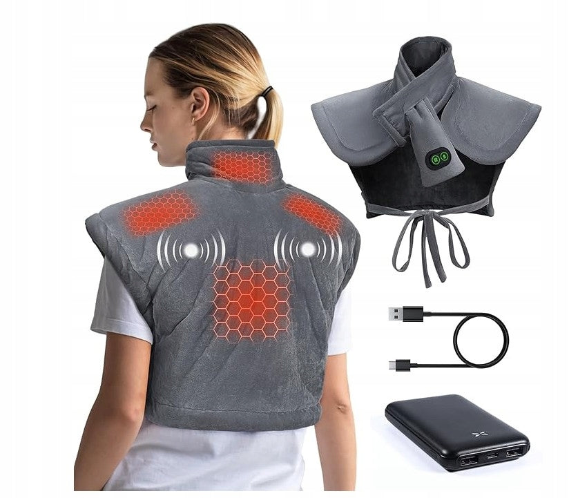 Arlierss Neck and Shoulder Heating Pillow Massager with Vibrations - Grey