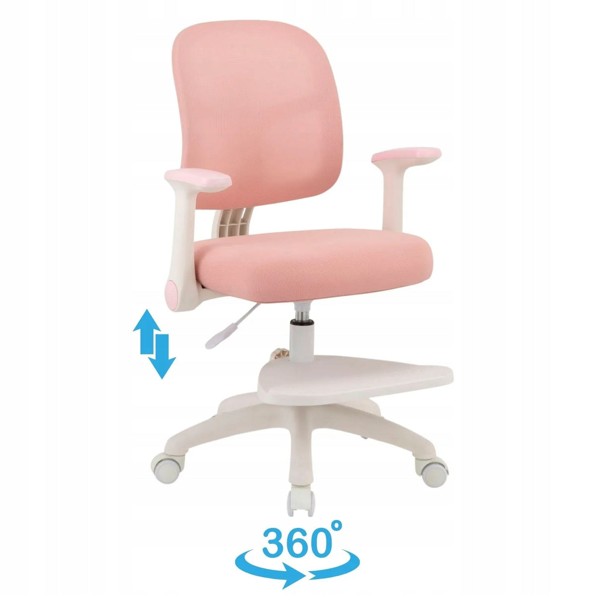 Armchair with Footrest for Girls for Desk Swivel Chair Pink SOLA Brand MONOVO