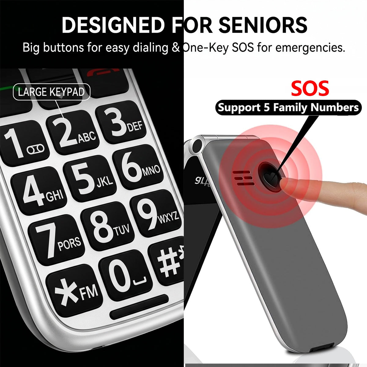 Artfone F30 4G Flip Phone for Seniors Feature Phone Unlocked Big Button SOS Headphones included no