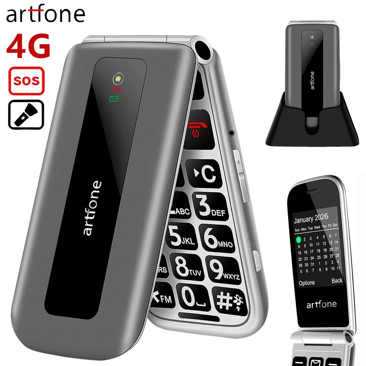 Artfone F30 4G Flip Phone for Seniors Feature Phone Unlocked Big Button SOS