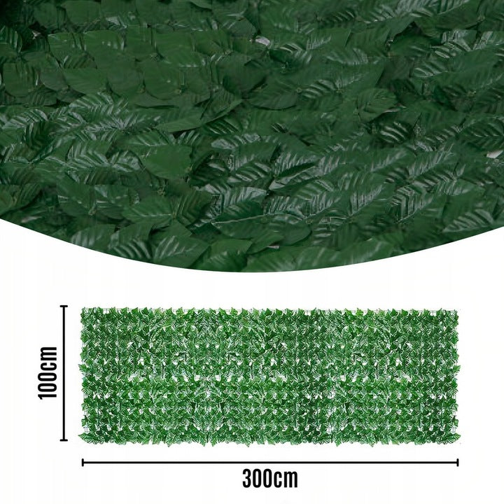 Artificial Ivy Hedge 1x3m Green Wall Balcony Cover Mesh Headbands Color green