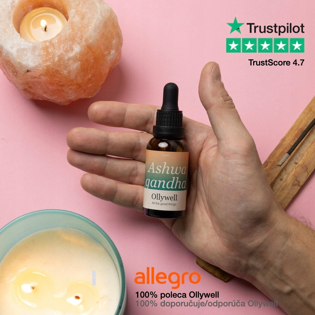 Ashwagandha Ollywell Drops Strong Adaptogen Premium Extract Made in Poland Packaging status original