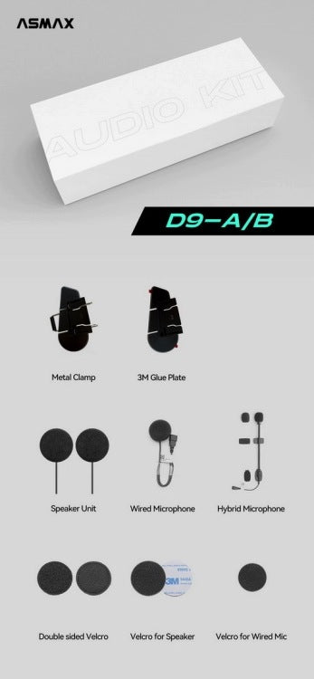 Asmax D9 audio kit A/B pro druhou helmu Packaging status original