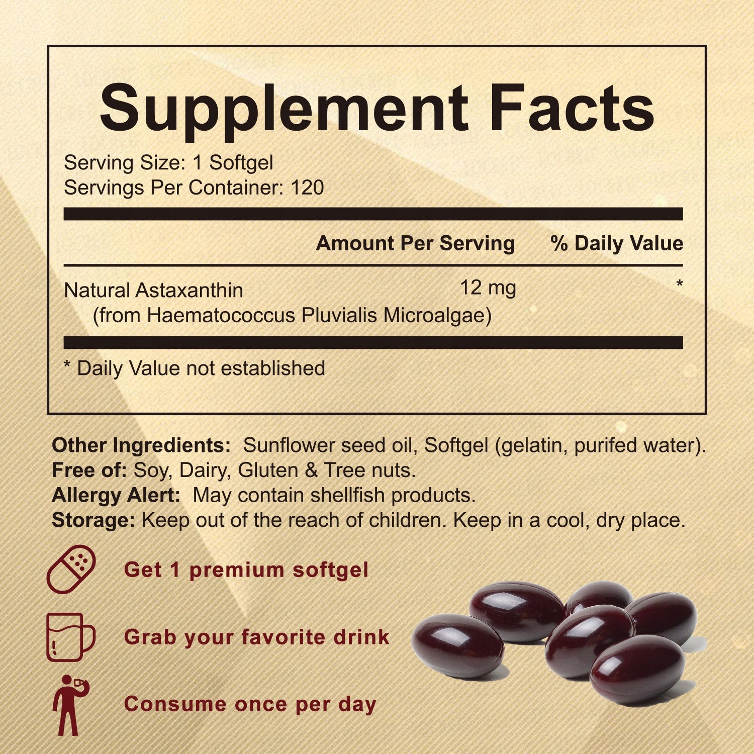 Astaxanthin 12mg | supports the eye, joints, internal circulation, skin health Brand no brand