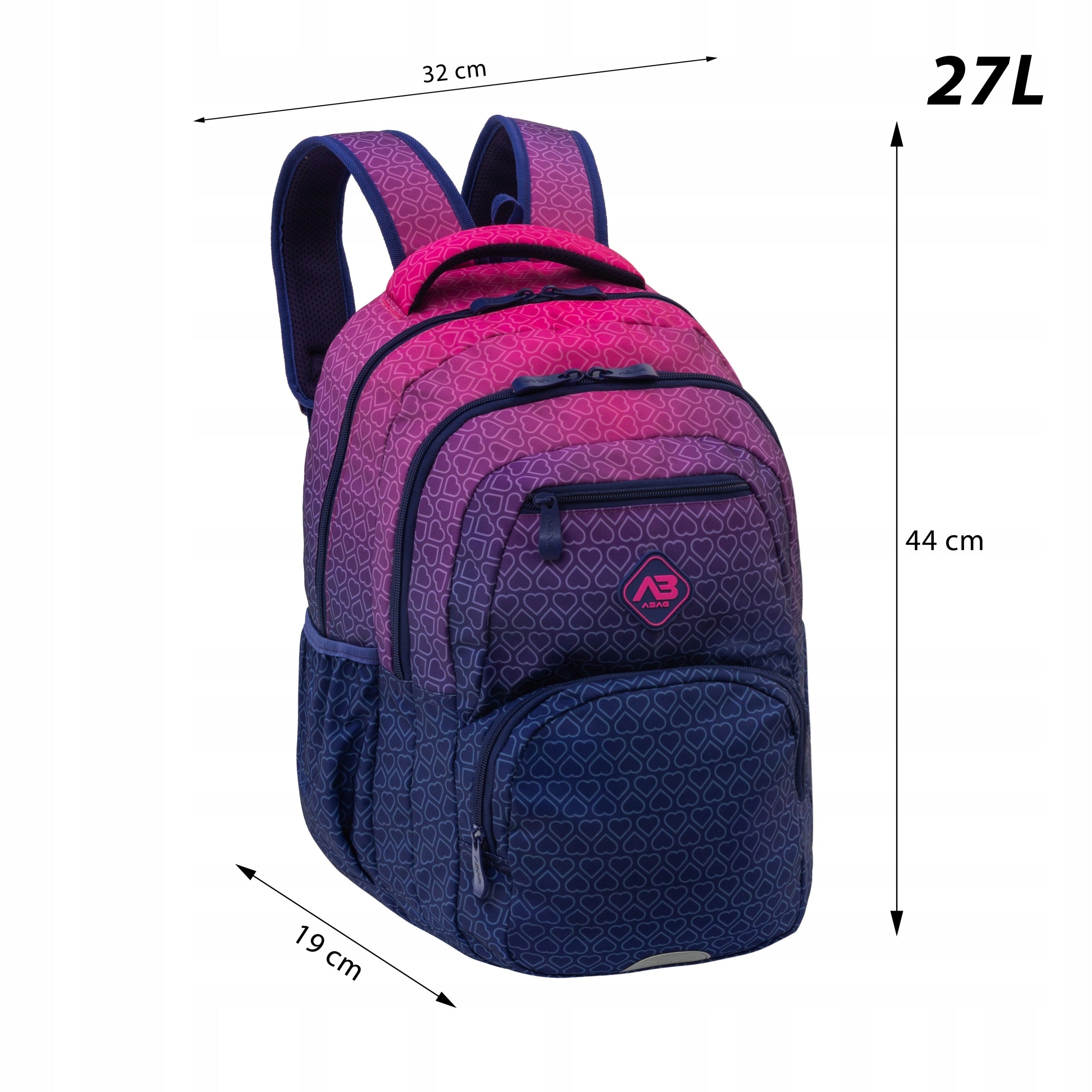 Astra school backpack for girls ABAG AB200 pink ombre hearts Packaging status original