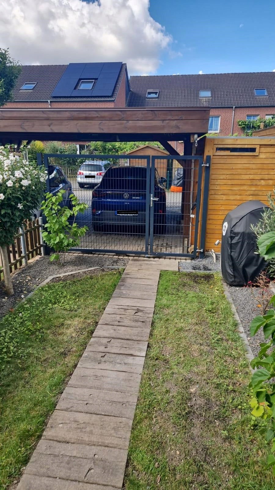 Asymmetrical Entrance Gate 3,5x1,6 m Anthracite Posts 80x80 mm Packaging status original