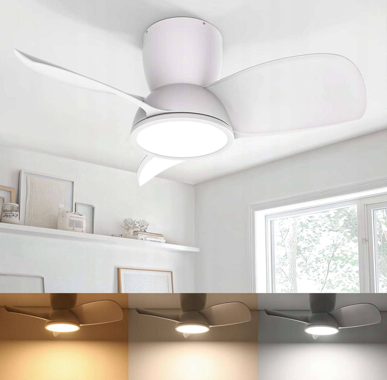Ateroll Ceiling Fan LED Lamp 76cm 3 Shovels Quiet Fan + Remote Control Packaging status original