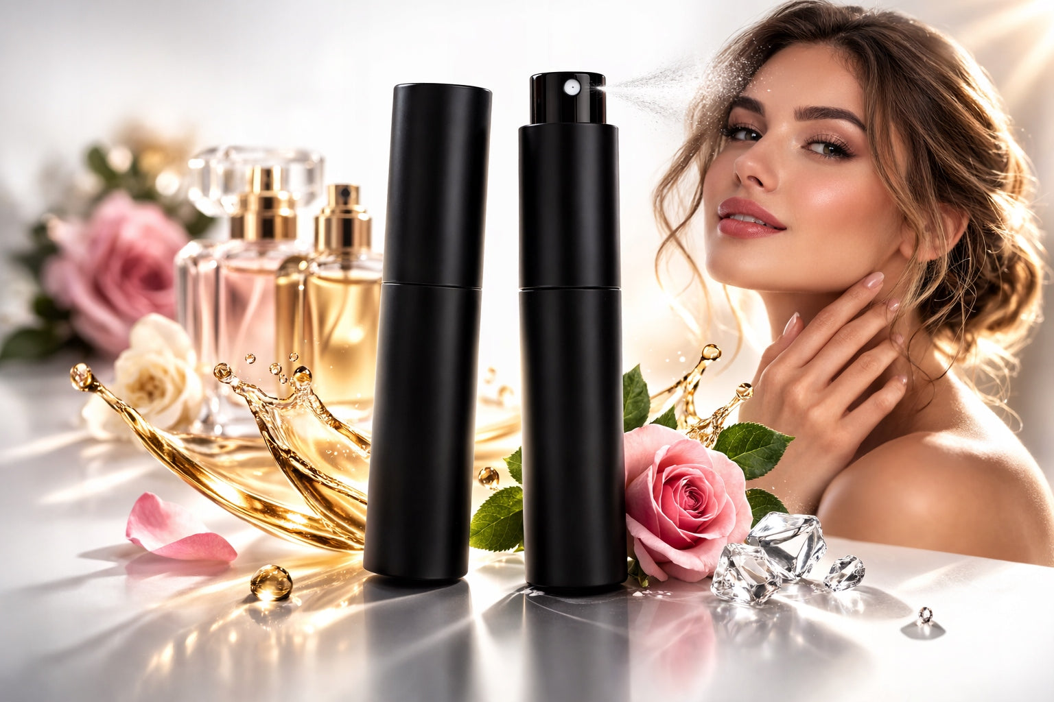 Atomizer For Perfume Pastel Black 10ml Travel Dispenser Vial Spray Packaging status original