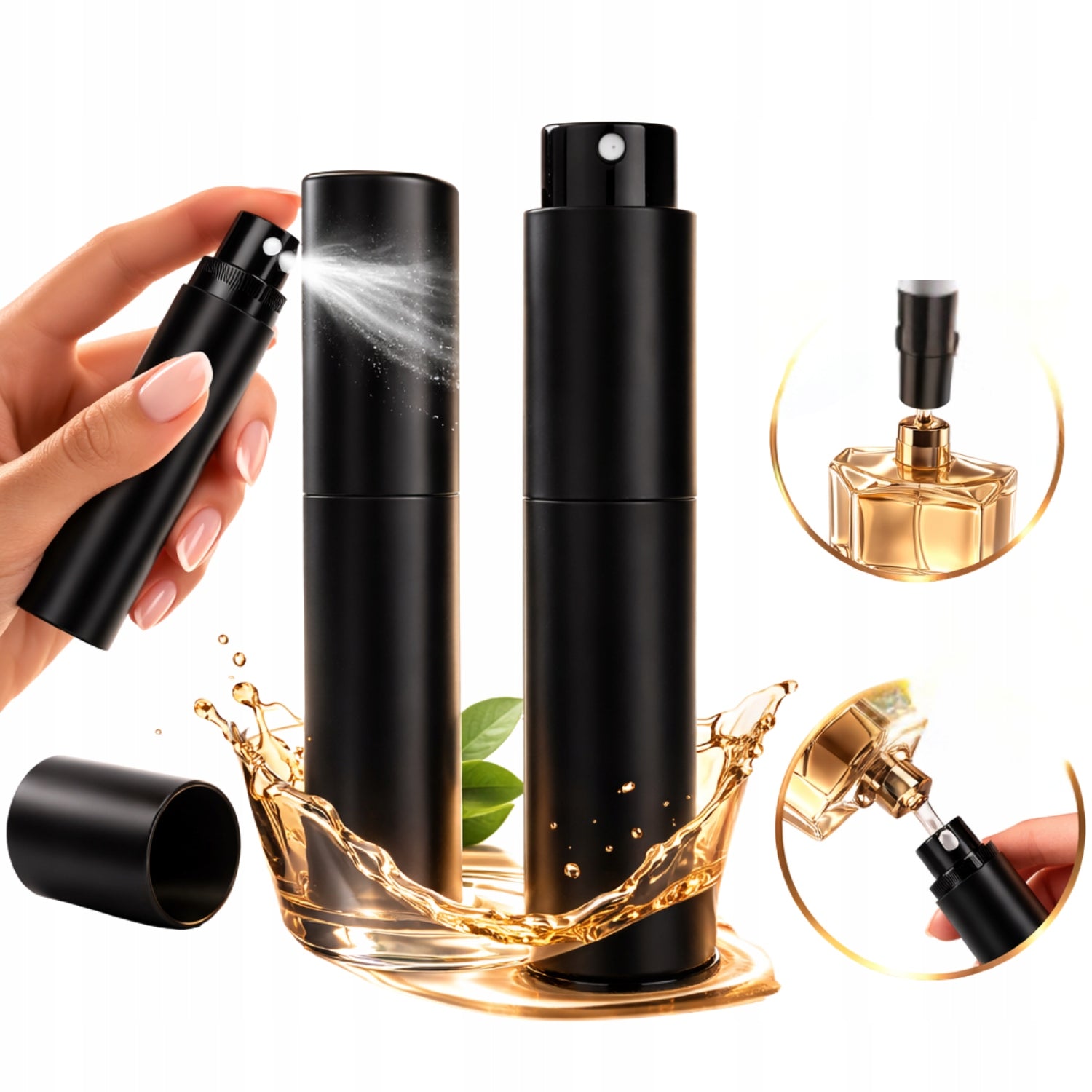 Atomizer For Perfume Pastel Black 10ml Travel Dispenser Vial Spray