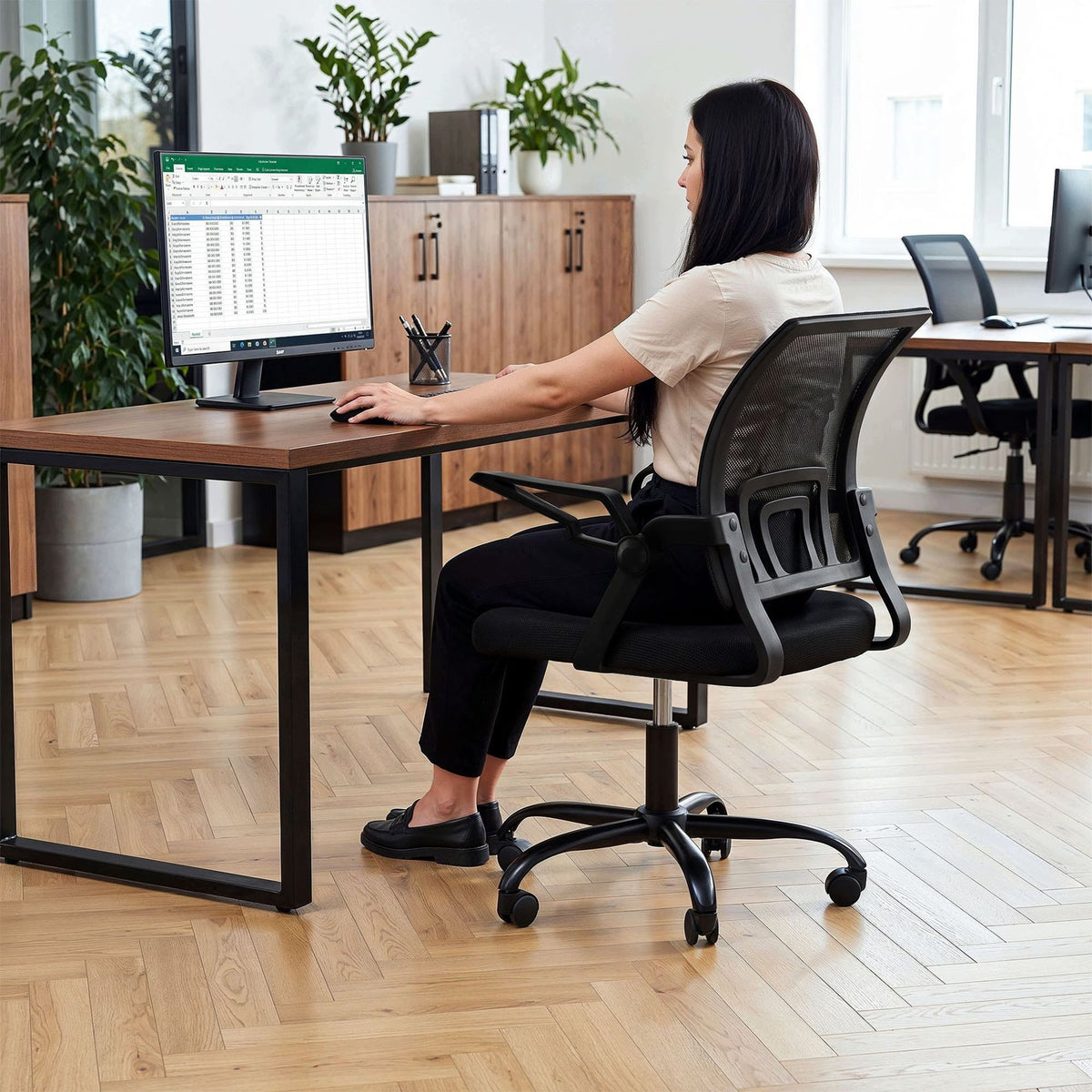 Atrani Mesh Swivel Office Chair with Raised Armrests Black Packaging status original