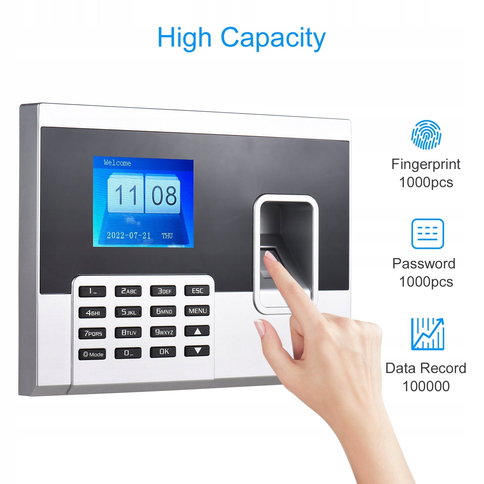 Attendance Machine 2.8 Inch TFT Screen Fast Identification Large W0