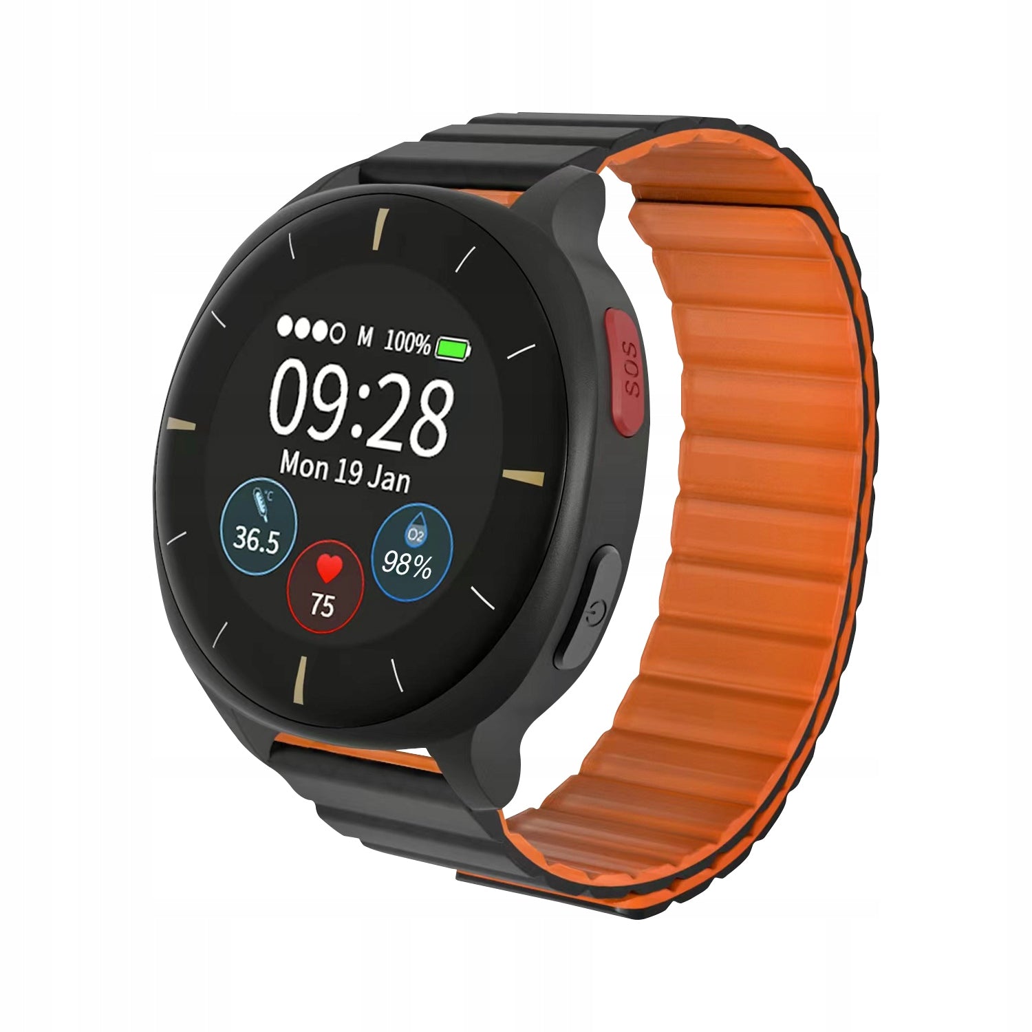 Audar E2-CB Watch Health Monitor 24/7 SOS Alert Fall Detection