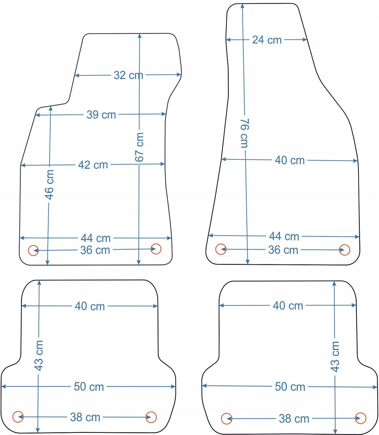 Audi A4 B6/B7 2000-2008r. Black Velour Rugs - Silver. Manufacturer Aldos