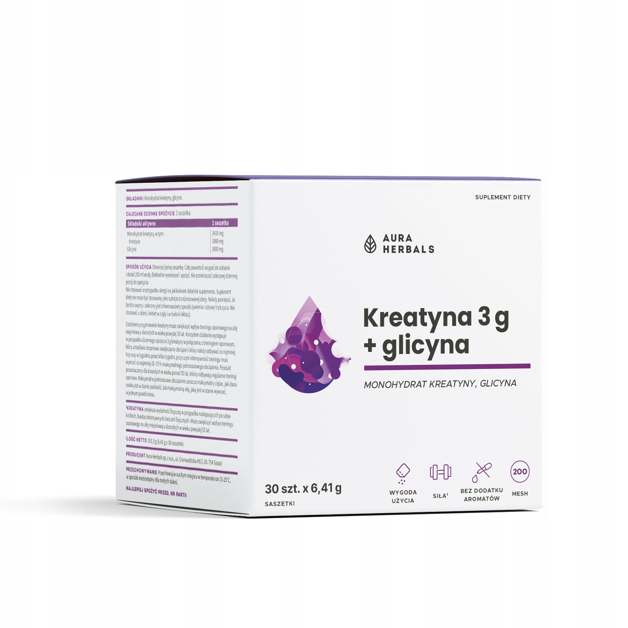 Aura Herbals Creatine 3 g + glycine 30 sachets Muscle Monohydrate Training