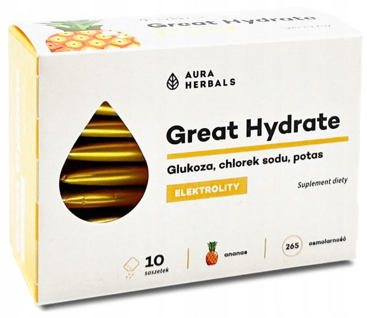 Aura Herbals ELECTROLYTES Great Hydrate SODIUM POTASSIUM GLUCOSE Pineapple