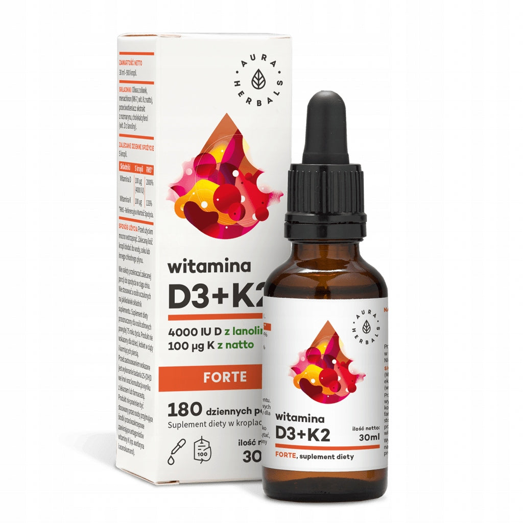 Aura Herbals Vitamin D3 4000IU + K2mk7 FORTE 30 ml in drops