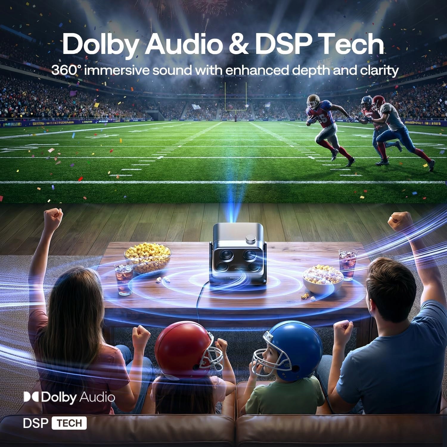 Aurzen Boom Mini 4K Google TV 500 ANSI 20W Dolby Atmos Projector Brand AURZEN