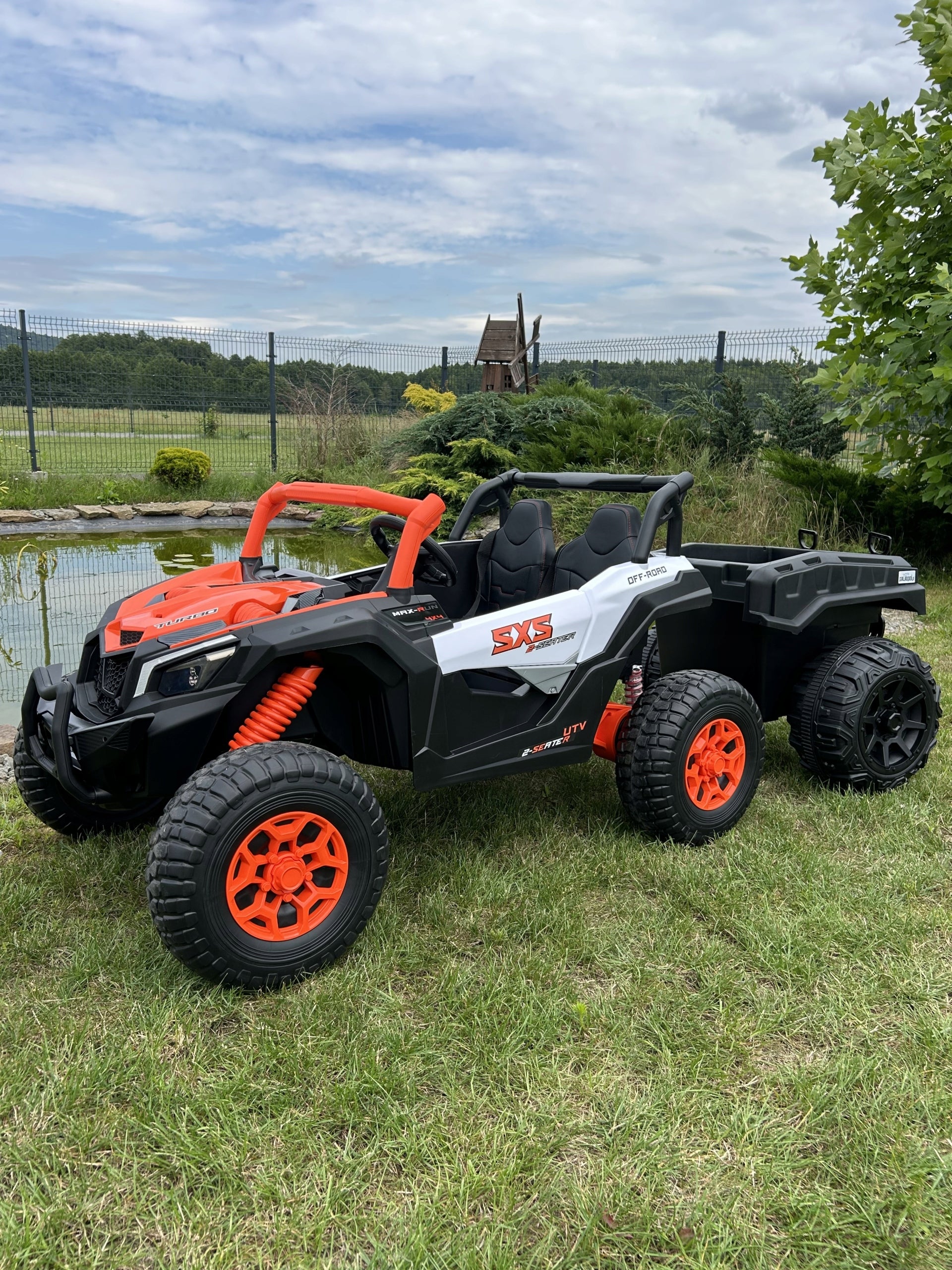 Auto Battery Operated Quad Buggy UTV X3 Off-Road 4 x 200W 24V Orange Vehicle length 145 cm
