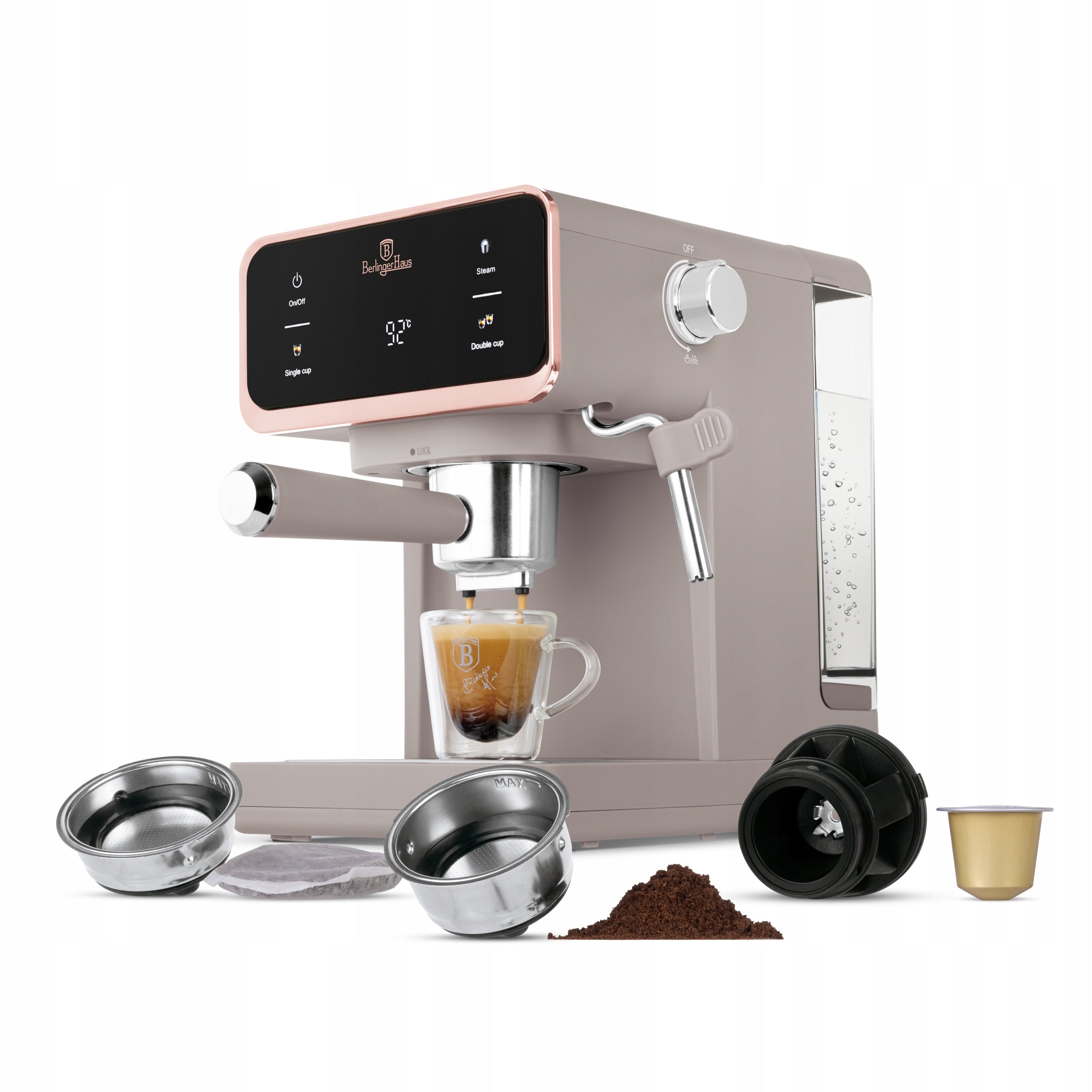 Automatic 2in1 Digital Coffee Maker BerlingerHaus BH-9846 Taupe