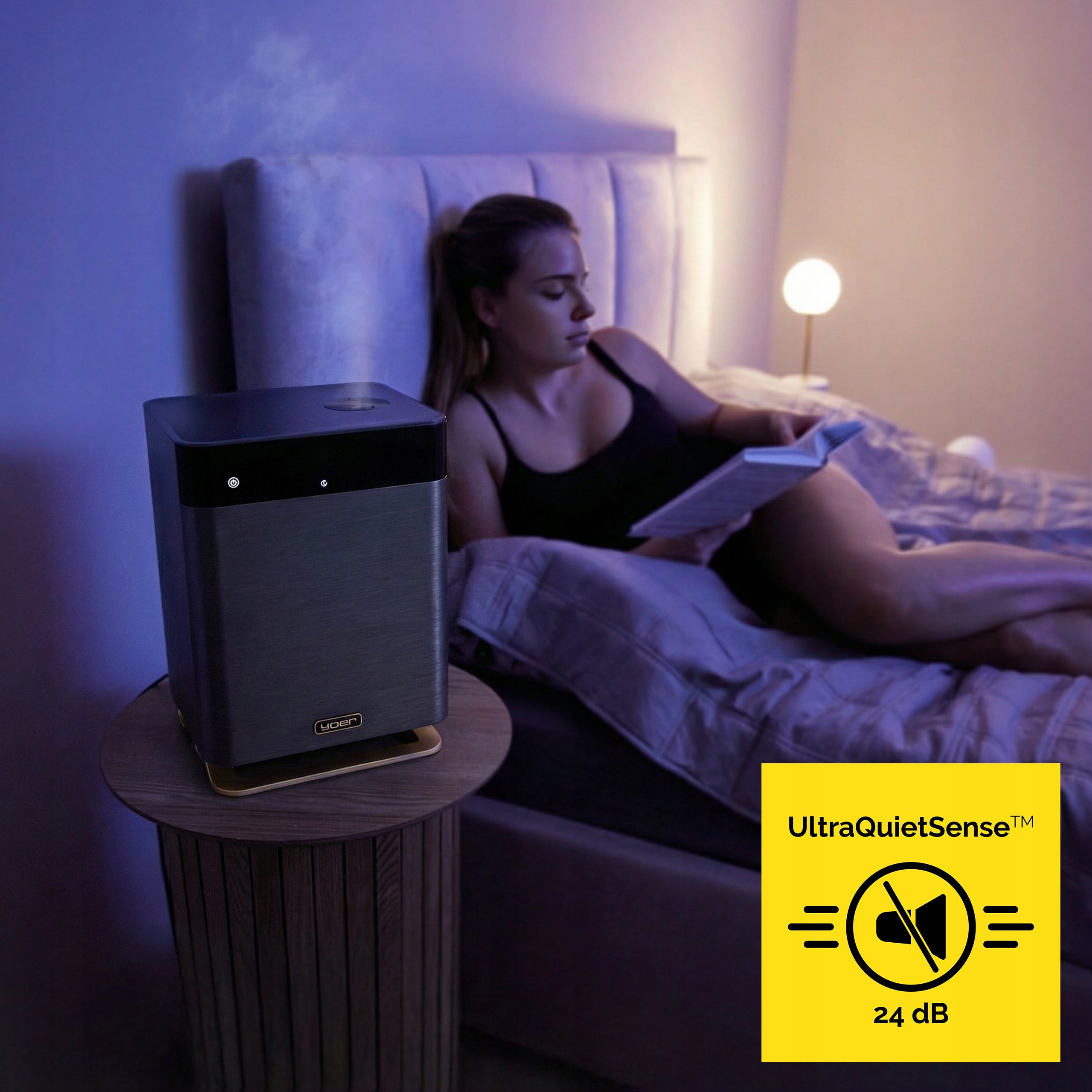 Automatic Air Humidifier Yoer 5in1 Cleans Ionizer + Aromatherapy Dominant color gray