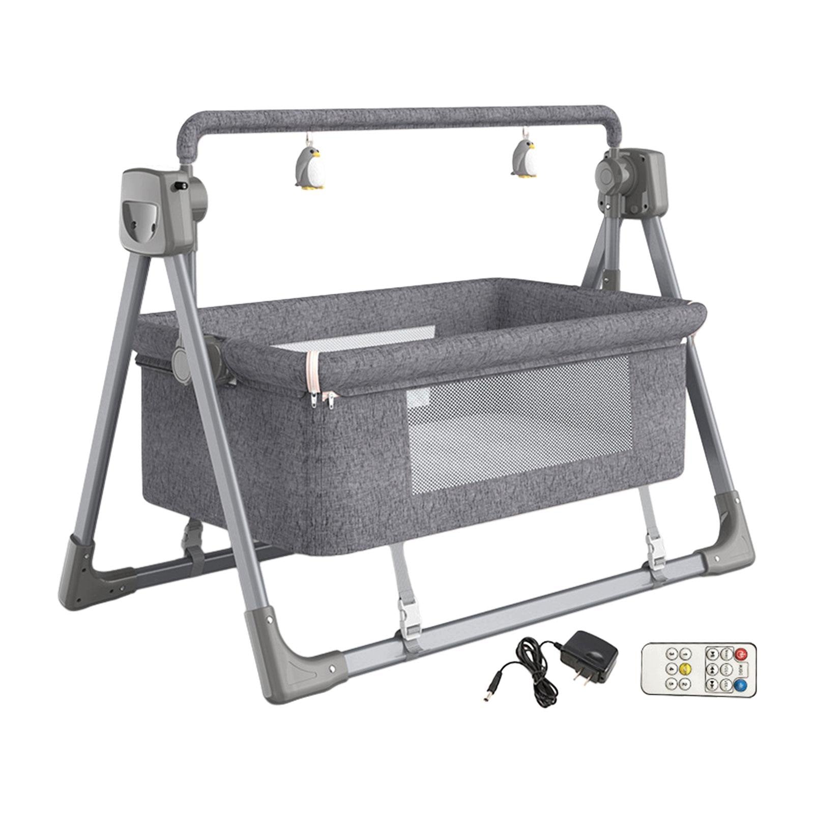 Automatic Baby Cradle Birthday Gifts Breathable Foldable Infants Baby grey