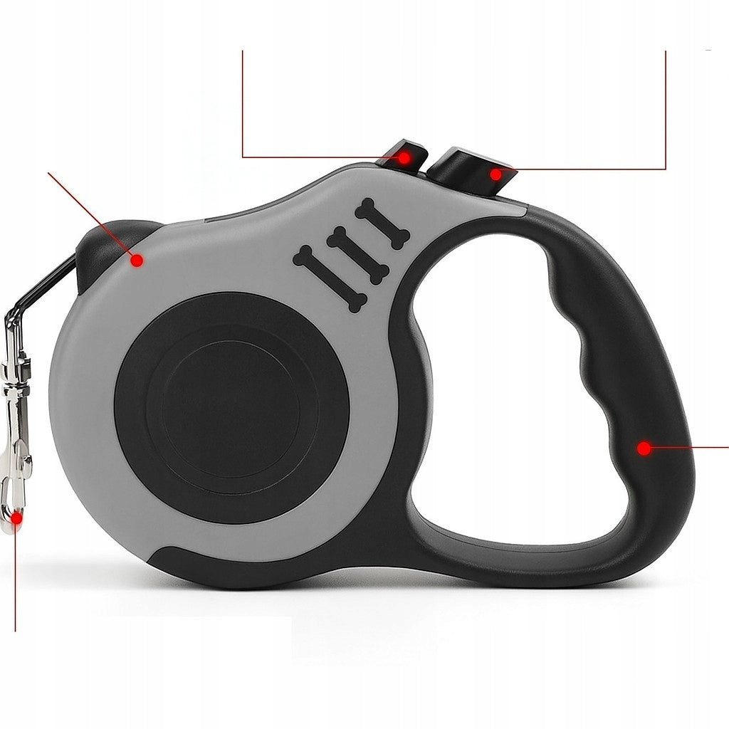 Automatic Lanyard for Dog Cat Flexi Retractable with Lock 5m 20kg GREY Color gray