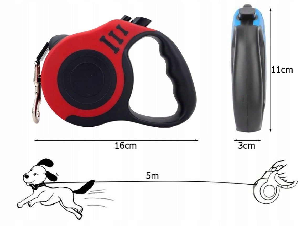 Automatic Lanyard for Dog Cat Flexi Retractable with Lock 5m 20kg RED Maximum leash length 5 m