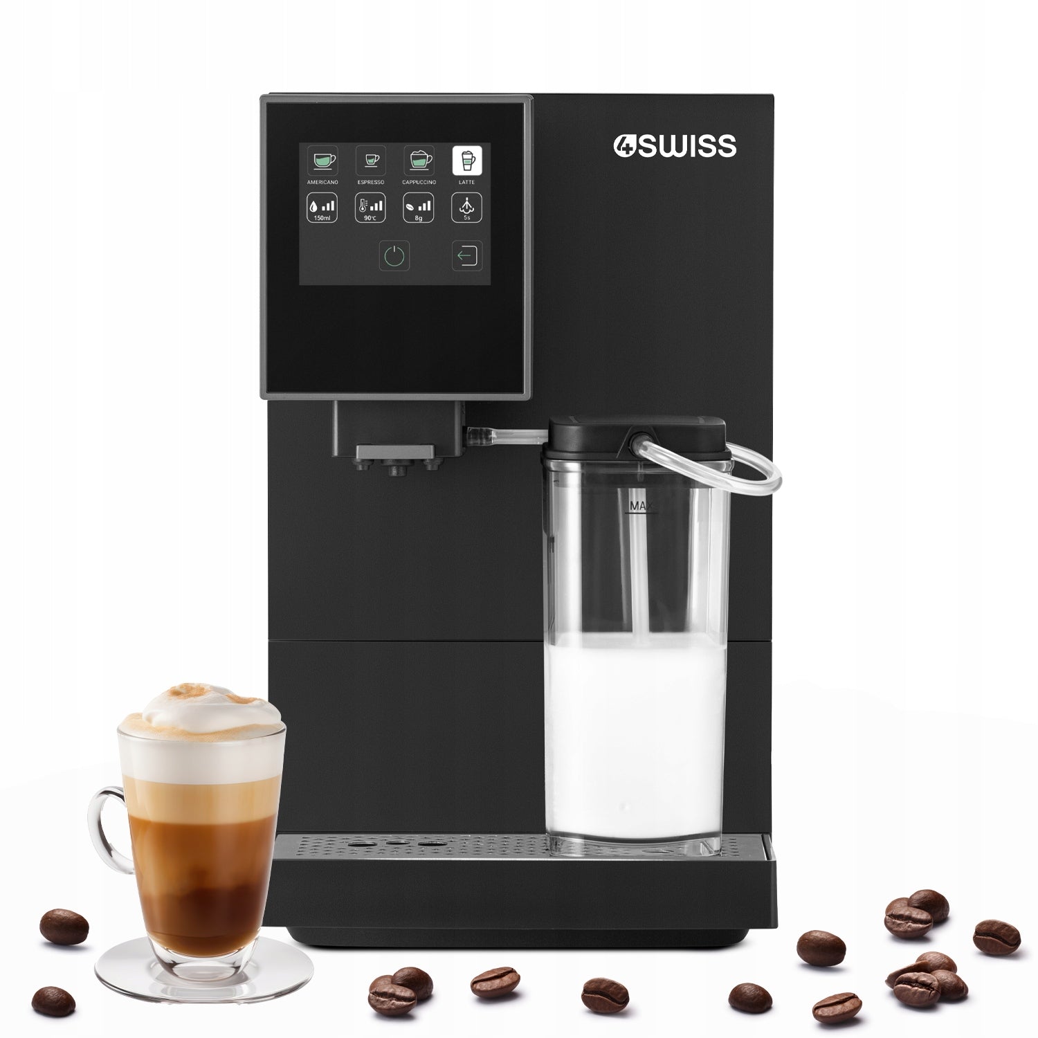 Automatic Pressure Coffee Maker 4Swiss A24 Roma 1350W Foamer