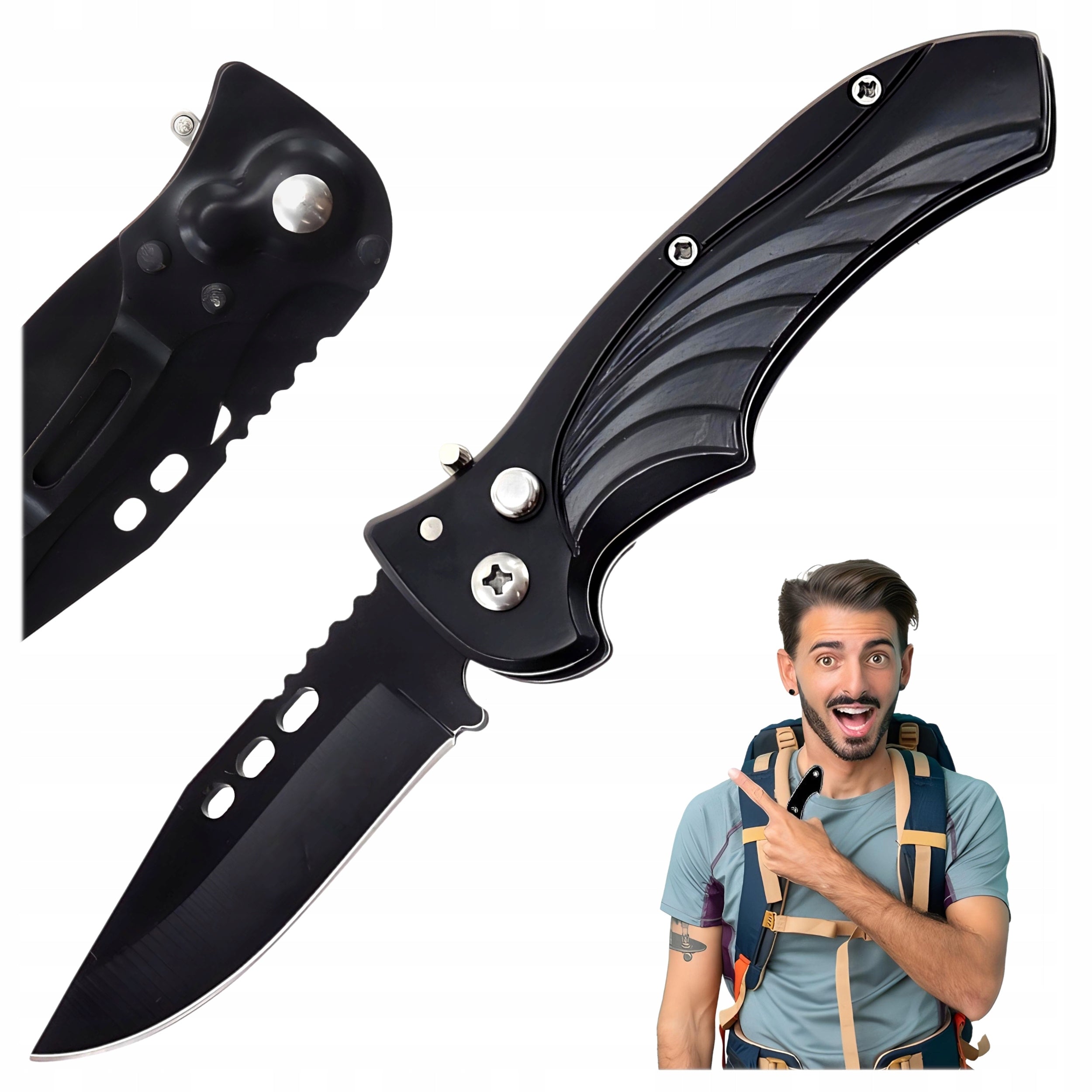 Automatic Spring Knife Folding EDC Clip Point with Lock 80g