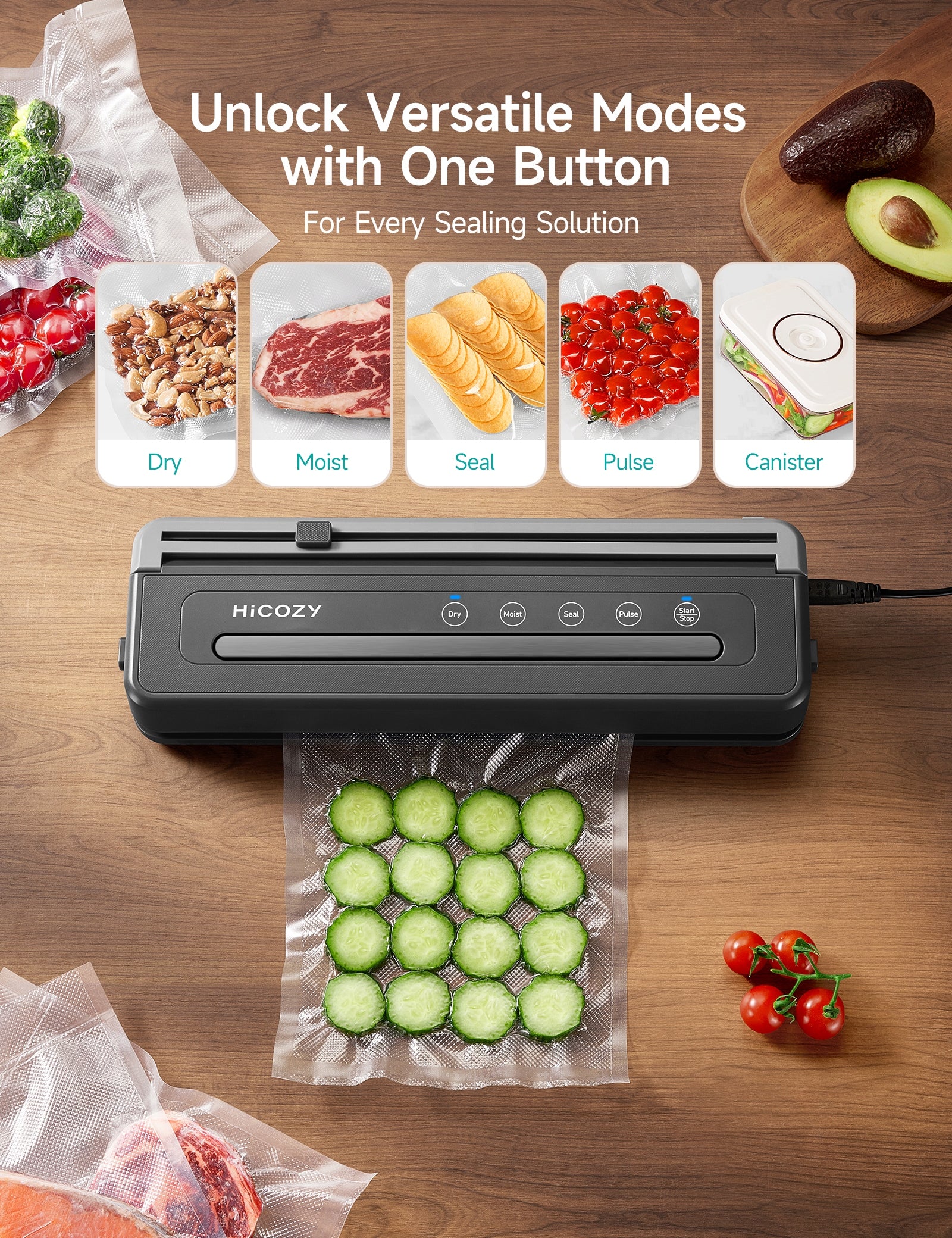 Automatic Vacuum Sealer Powerful Food Sealer Machine 160W + Sealer Bags Packaging status original