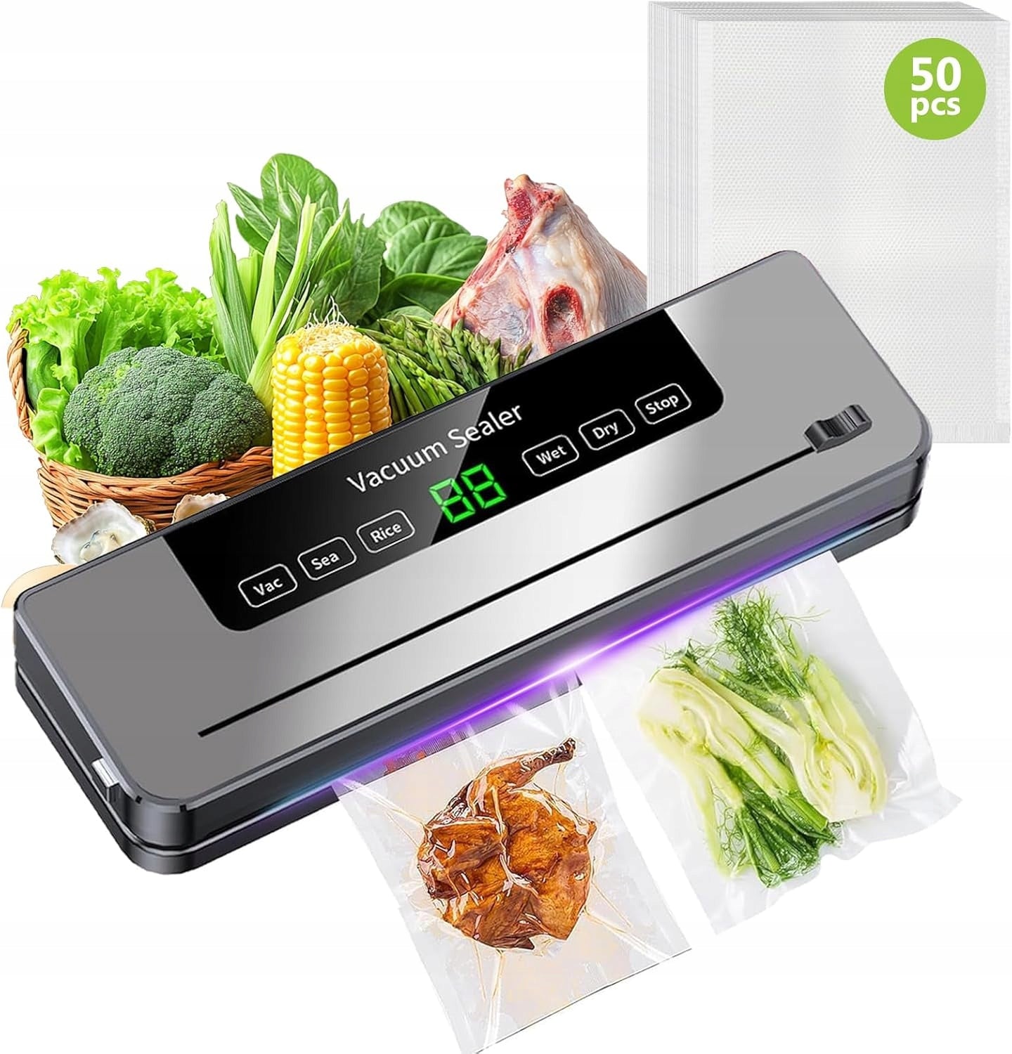 Automatic Vacuum Welding Machine for Food+50 Food Foil Manufacturer code All-in-OneMart 829