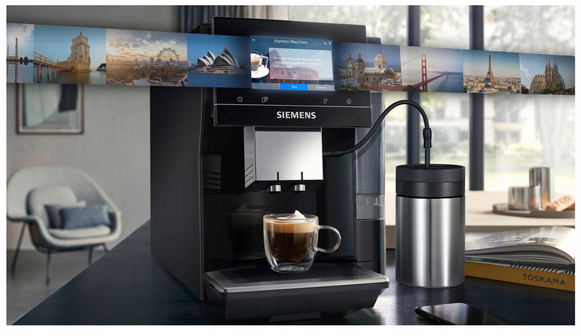 Automatic coffee machine EQ700 classic Piano black SIEMENS TP713R19 Brand Siemens
