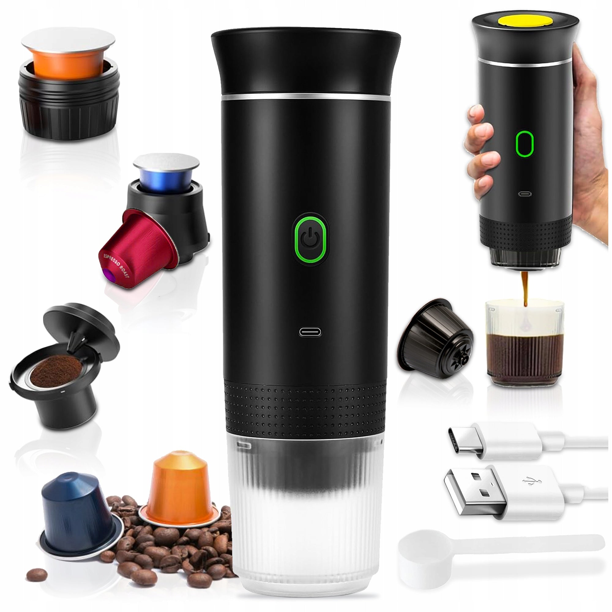 Automatic coffee maker black 3in1 15 bar 60 ml