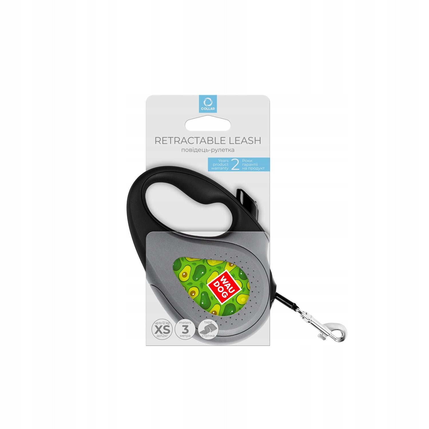Automatic lanyard WAUDOG, drawing Avocado, size XS, 3 m, up to 12 kg Color multicolor