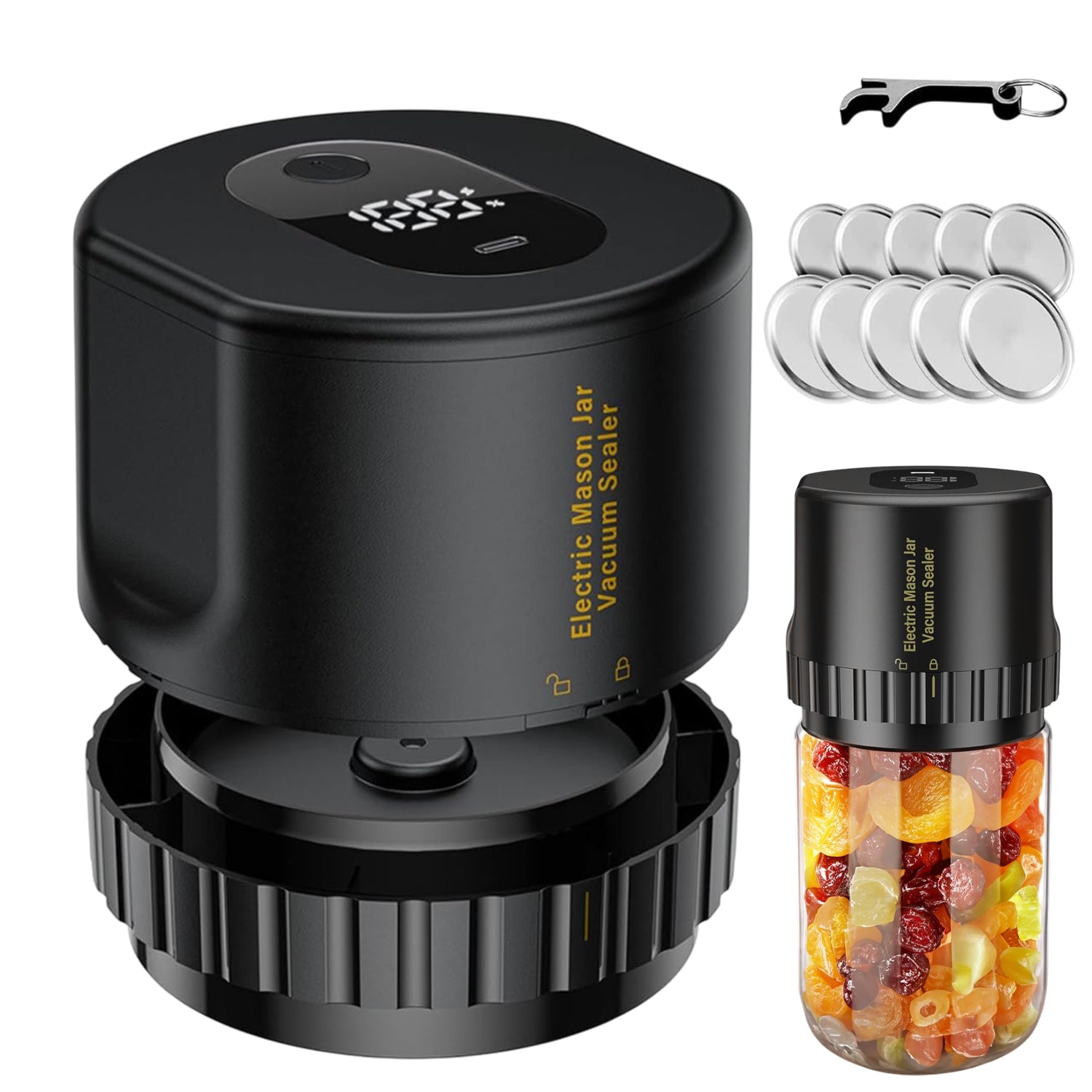 Automatic vacuum sealer for Mason jars 6,8 cm/8,3 cm