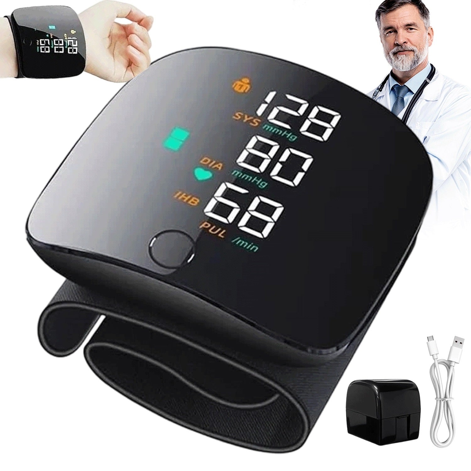 Automatic wrist blood pressure monitor up to 100measurements memory 2x99 300mAh