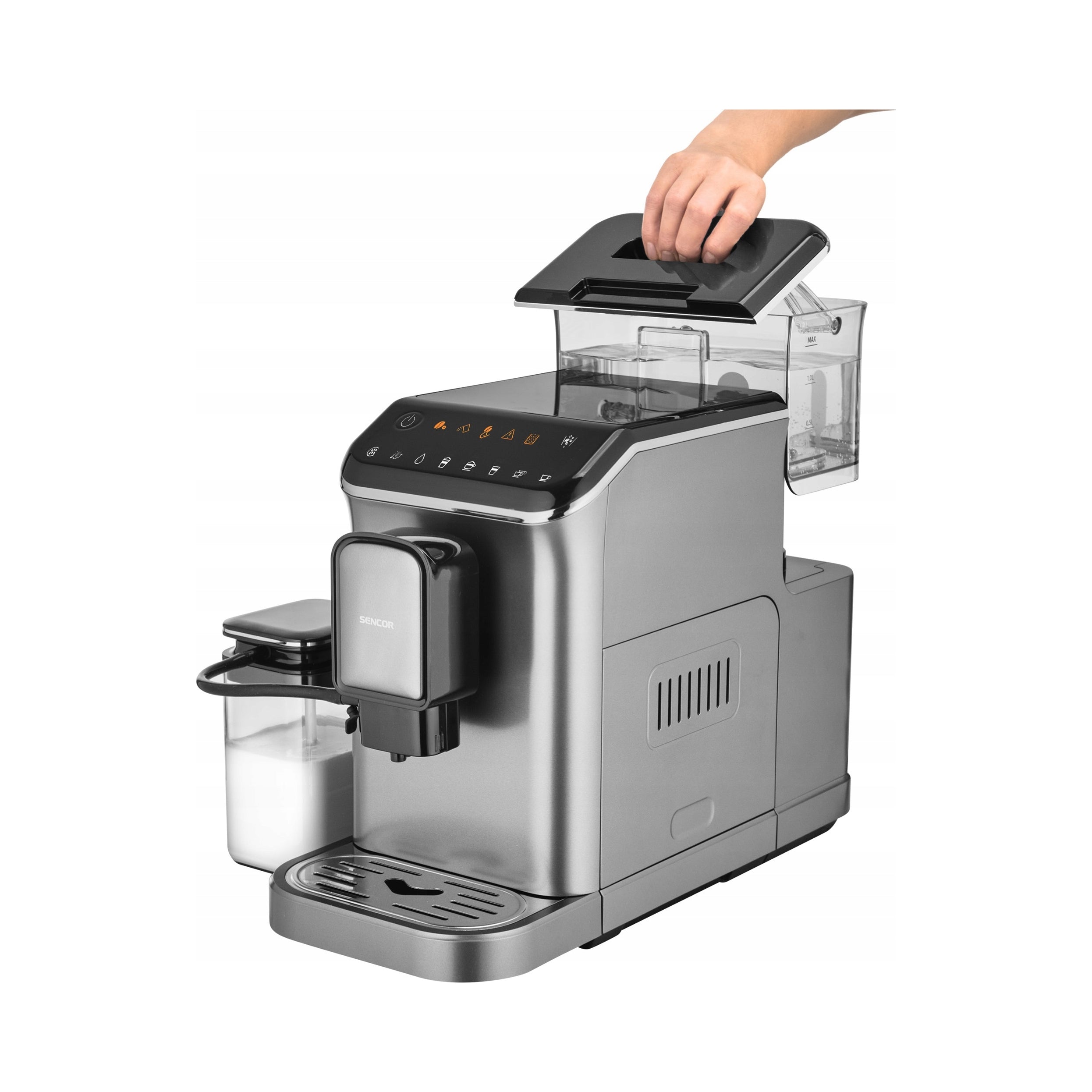 Automatický automatický kávovar Sencor SES 8000BK 1350 W stříbrný/šedý