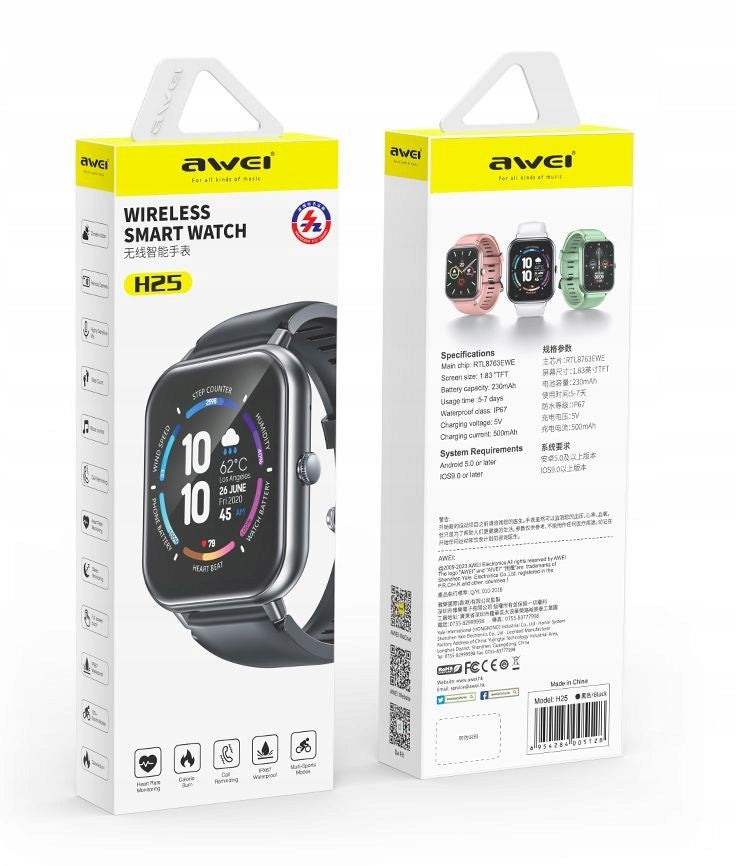 Awei H25, smart watch, black