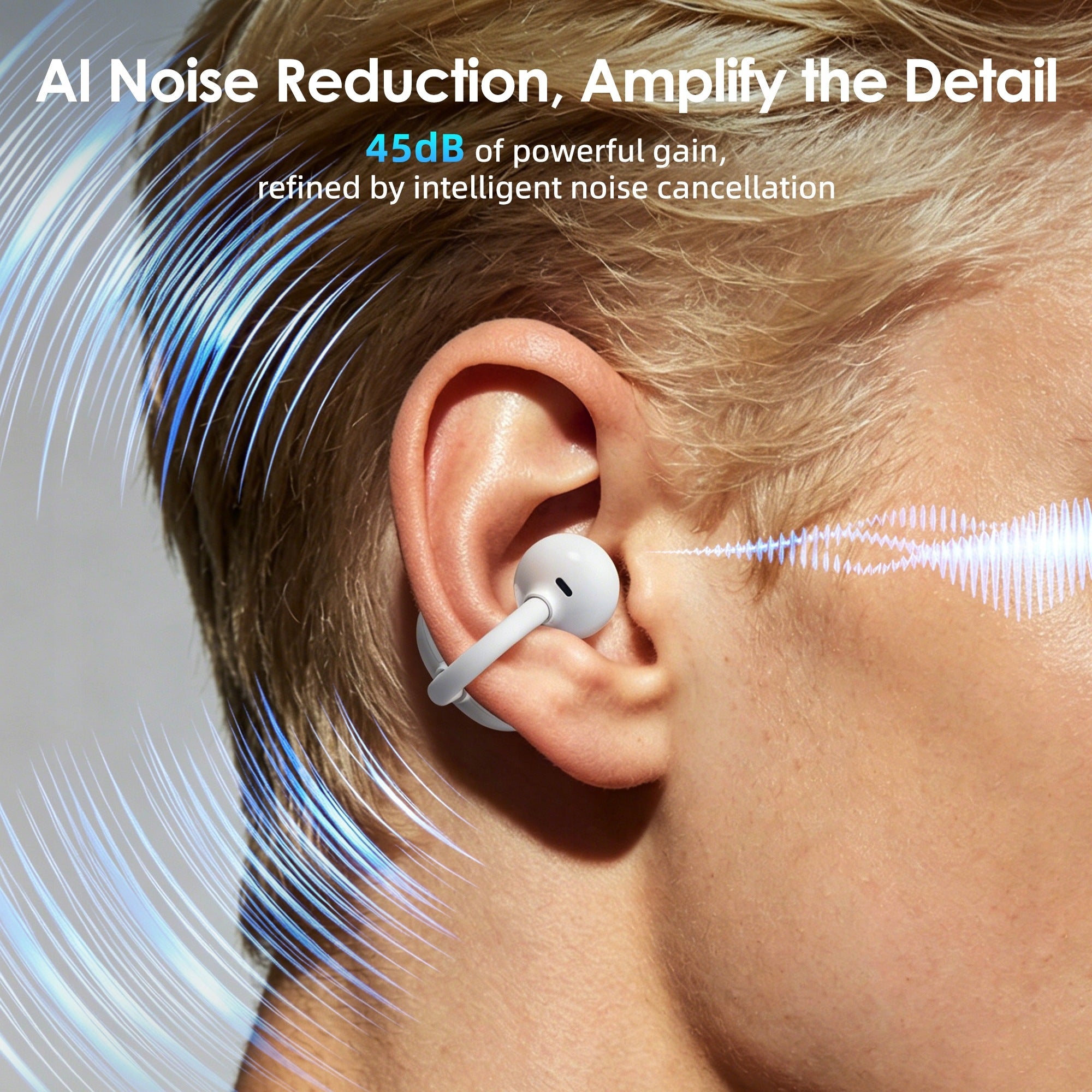 B02 Open-Fit Rechargeable Hearing Aid with Smart APP & Bluetooth Calling Packaging status original