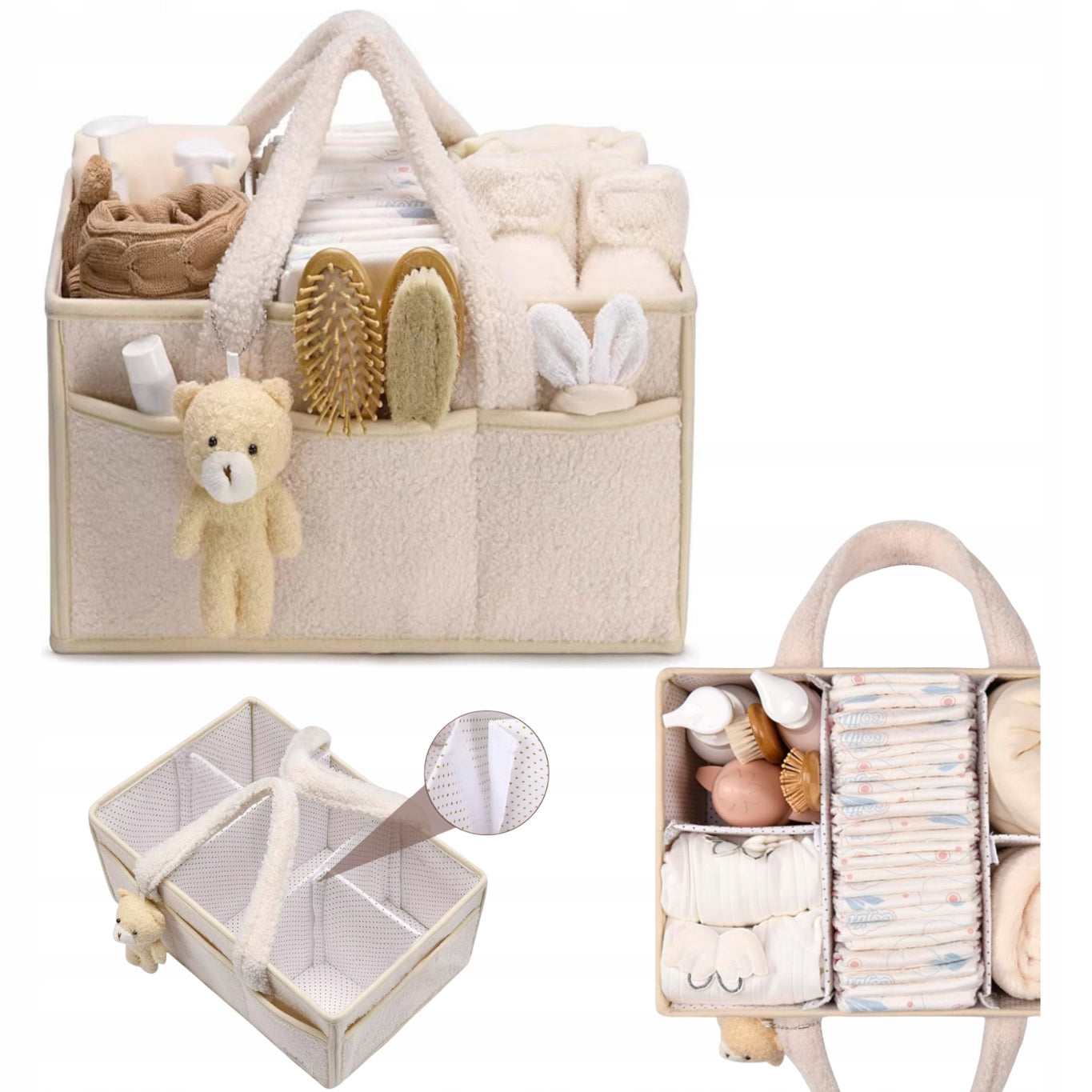 BABY DIAPER ORGANIZER BAG HOLDER PORTABLE BASKET BEIGE Brand no brand