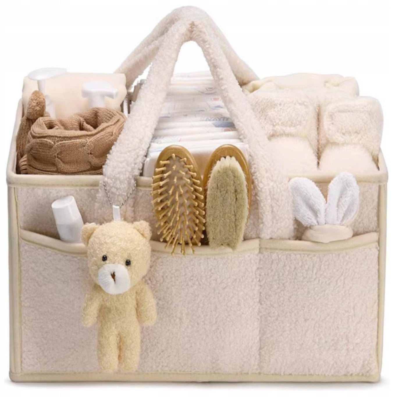 BABY DIAPER ORGANIZER BAG HOLDER PORTABLE BASKET BEIGE