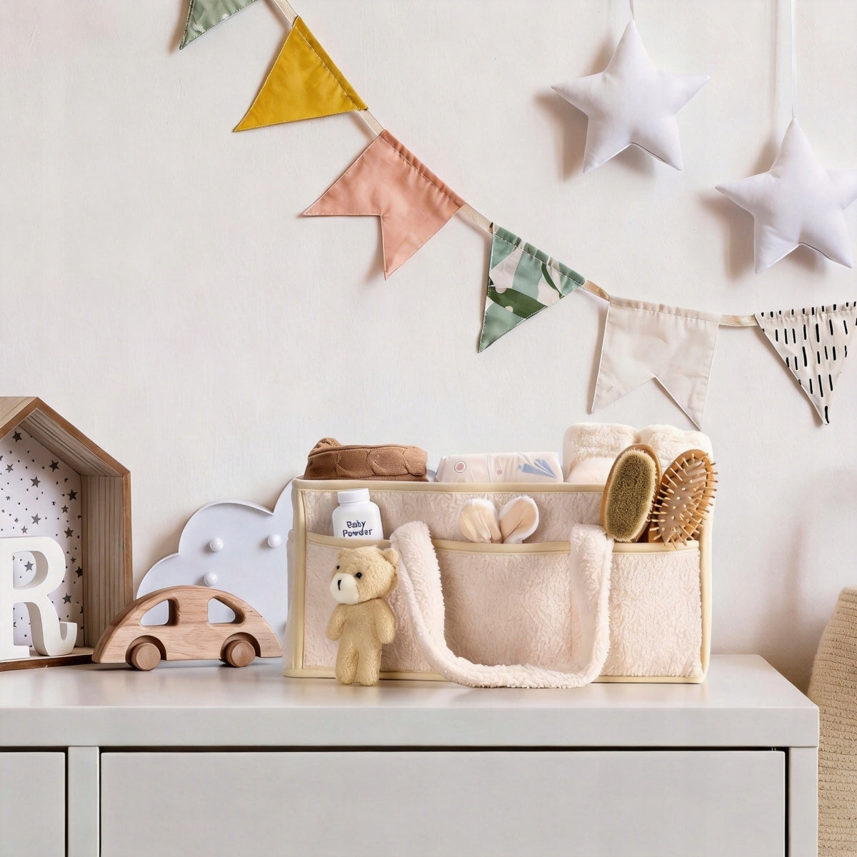 BABY DIAPER ORGANIZER HOLDER PORTABLE FELT BASKET BEIGE Manufacturer code 4048715806575