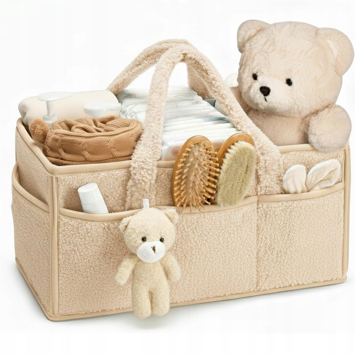 BABY DIAPER ORGANIZER HOLDER PORTABLE FELT BASKET BEIGE