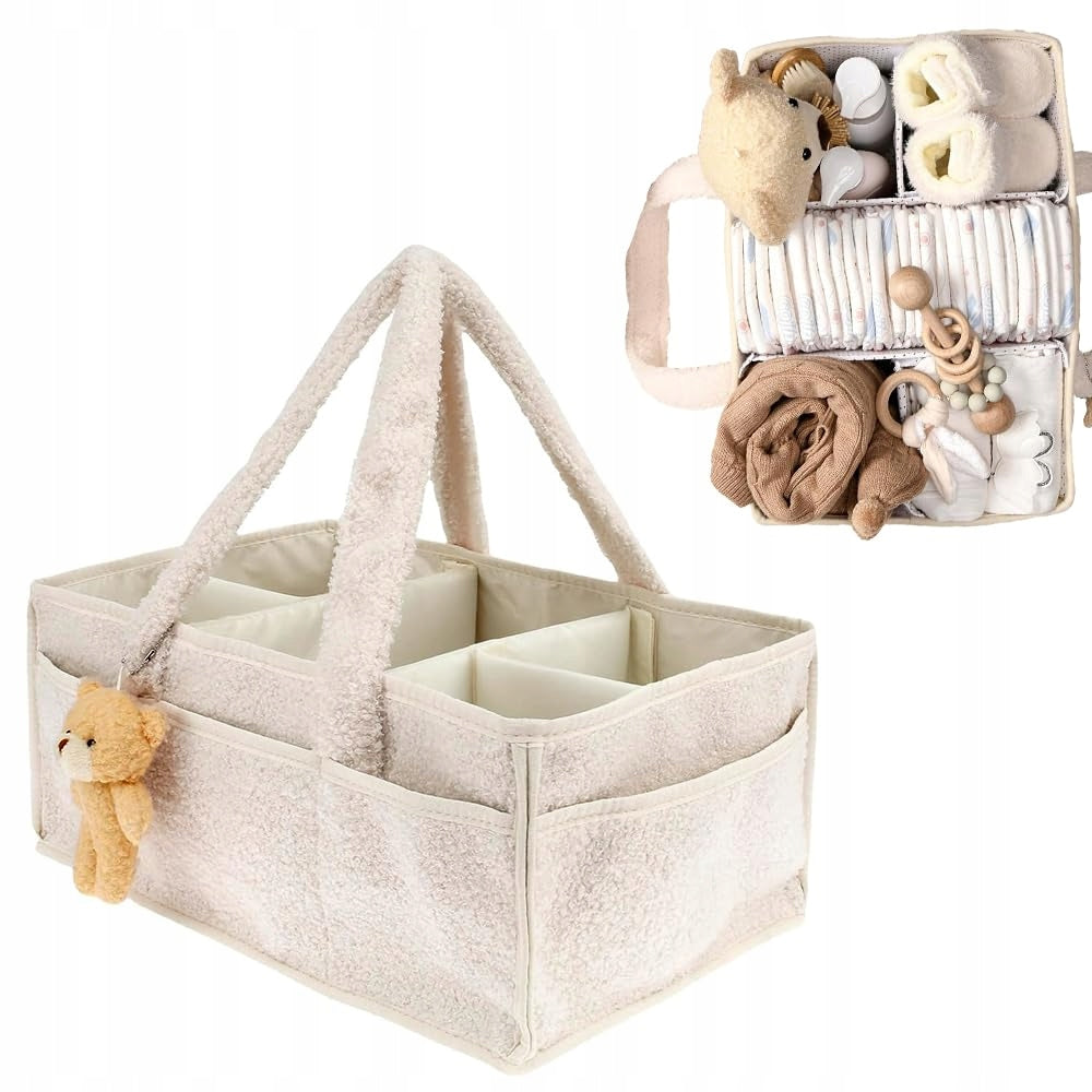 BABY DIAPER ORGANIZER WITH HANDLE, PORTABLE DIAPER BASKET
