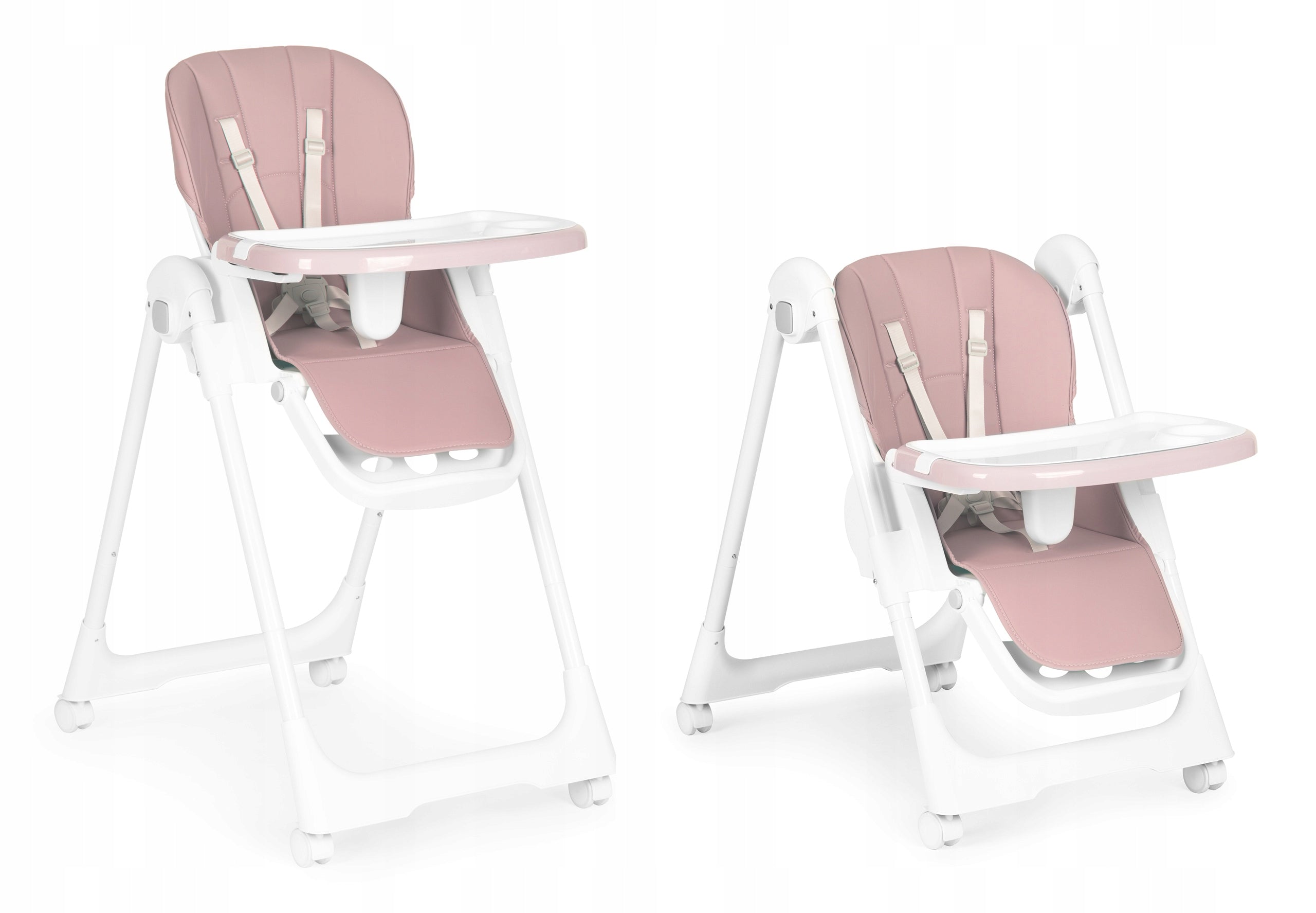 BABY HIGH CHAIR HEIGHT ADJUSTMENT TRAY BELTS Color pink multicolor