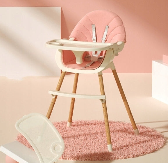 BABY HIGHCHAIR SEAT ADJUSTABLE TRAY PINK 3in1 Color white pink