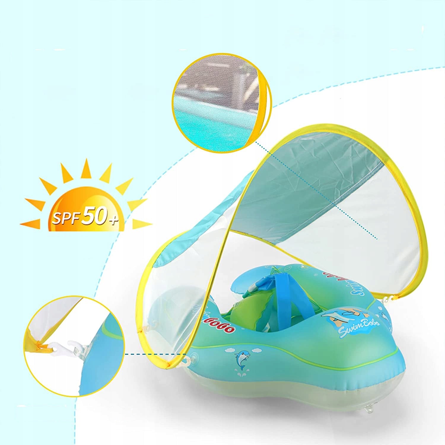 BABY INFLATABLE SWIMMING WHEEL WITH SUN VISOR Maximum load 15 kg