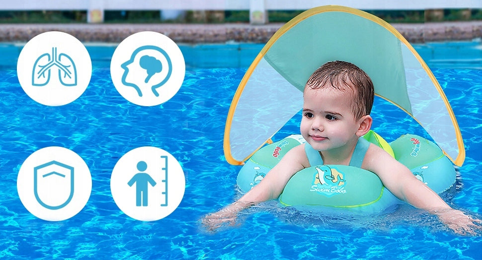 BABY INFLATABLE SWIMMING WHEEL WITH SUN VISOR Model Koło do pływania dla niemowląt